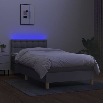 vidaXL Sommier à lattes de lit avec matelas et LED Gris clair 80x200cm