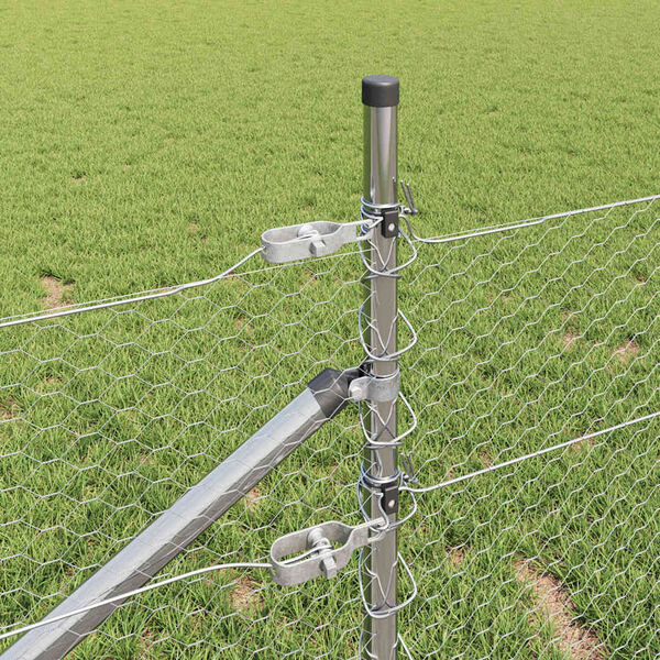 vidaXL Poteau de cl&ocirc;ture. Argent&eacute; 10 x 0,5 m (maille de 25 mm) Acier