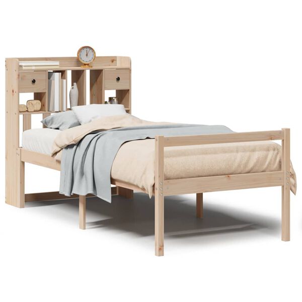 vidaXL Lit biblioth&egrave;que sans matelas 90x190 cm bois de pin massif