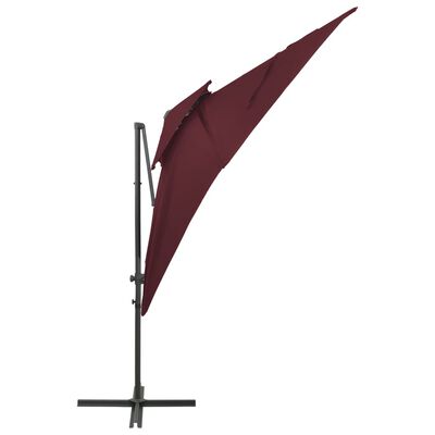 vidaXL Parasol de jardin en porte-à-faux à double toit rouge bordeaux