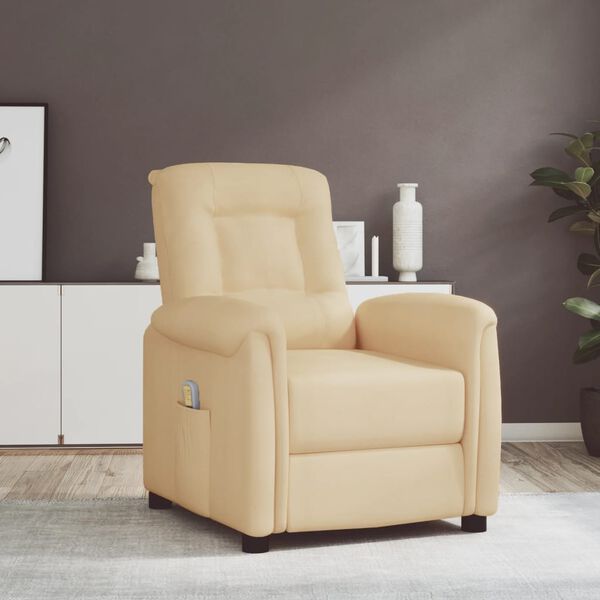 vidaXL Fauteuil de massage Cr&egrave;me Tissu microfibre