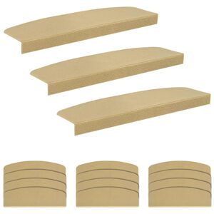 vidaXL Tapis d'escalier 15 pc 65 x 21 x 4 cm Beige Polyester demi-rond