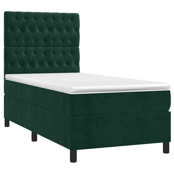 vidaXL Sommier &agrave; lattes de lit et matelas Vert fonc&eacute; 80x200 cm Velours