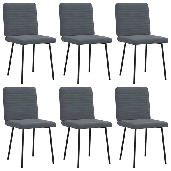 vidaXL Chaises &agrave; manger lot de 6 gris fonc&eacute; velours
