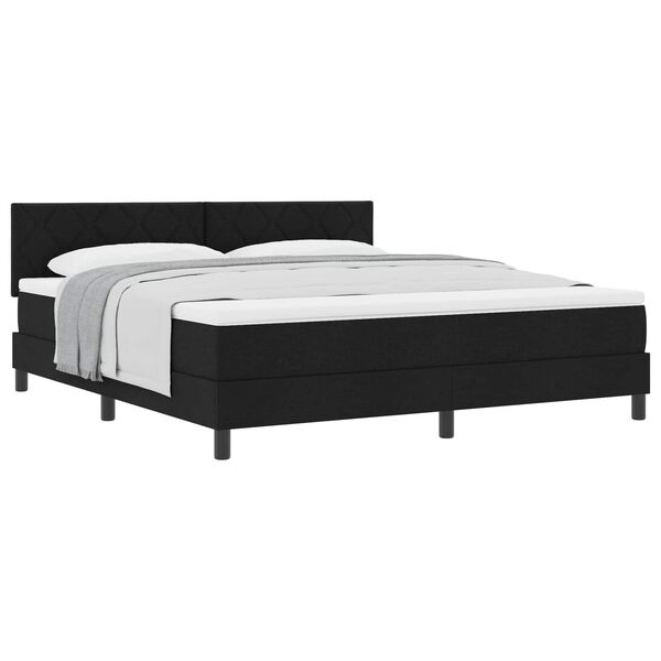 vidaXL Lit &agrave; ressorts avec matelas Noir 180 x 200 cm tissu
