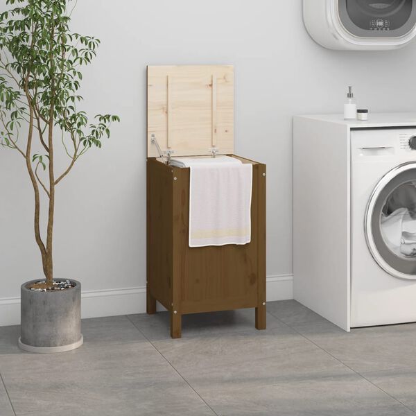 vidaXL Bo&icirc;te &agrave; linge Marron miel 44x44x76 cm Bois massif de pin