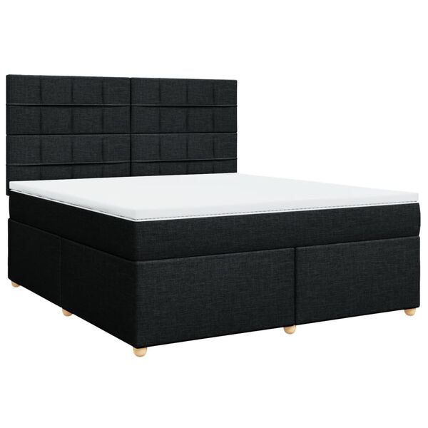 vidaXL Sommier &agrave; lattes de lit avec matelas Noir 180x200 cm Tissu