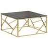 vidaXL Table basse dor&eacute; acier inoxydable et verre tremp&eacute;