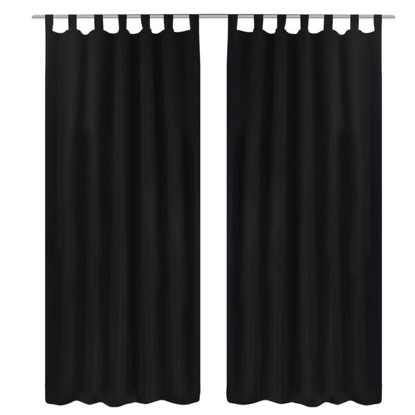 2 pcs Rideau &agrave; Passant Micro Satin Noir 140 x 245 cm