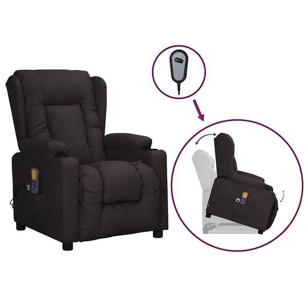 vidaXL Fauteuil de massage Noir Similicuir
