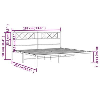 vidaXL Cadre de lit métal sans matelas et tête de lit blanc 180x200 cm