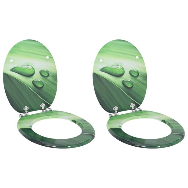 vidaXL Si&egrave;ge de toilette 2 pcs Goutte verte 44 x 38 cm Panneau MDF