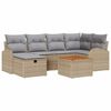 vidaXL Ensemble de canap&eacute; de jardin 7 pc Beige polyrotin