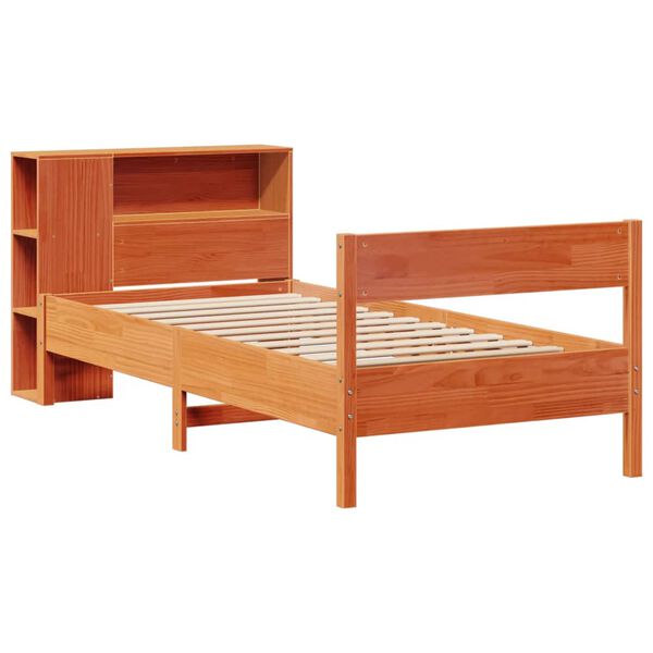 vidaXL Lit biblioth&egrave;que sans matelas cire marron 100x200 cm pin massif