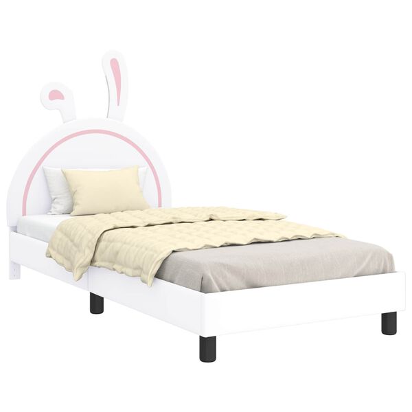 vidaXL Cadre de lit pour enfants avec t&ecirc;te de lit Blanc 90 x 190 cm PU