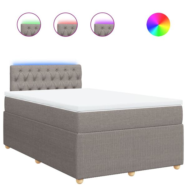 vidaXL Sommier &agrave; lattes de lit avec matelas taupe 120x190 cm tissu