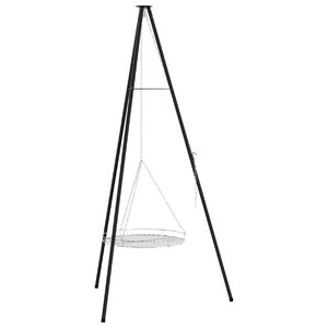 vidaXL Tr&eacute;pied de Feu de Camp 2 pc Noir Acier