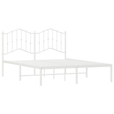 vidaXL Cadre de lit métal sans matelas et tête de lit blanc 135x190 cm