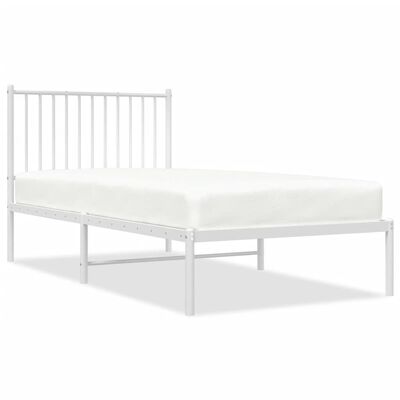 vidaXL Cadre de lit métal sans matelas avec tête de lit blanc 90x190cm