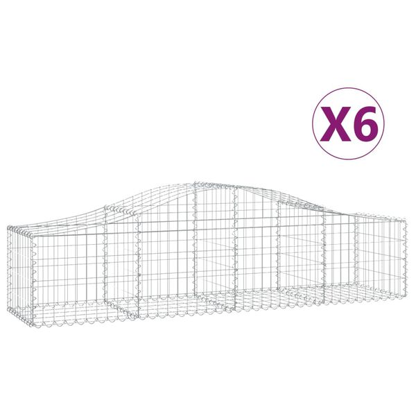 vidaXL Paniers &agrave; gabions arqu&eacute;s 6 pcs 200x50x40/60 cm fer galvanis&eacute;