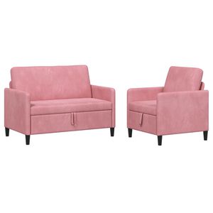 vidaXL Canap&eacute; avec rangement 2 pc Rose Polyester