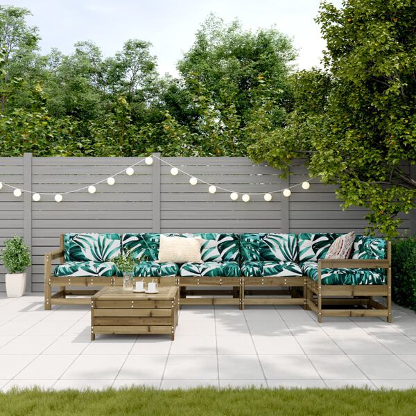 vidaXL Salon de jardin 7 pcs bois de pin impr&eacute;gn&eacute;