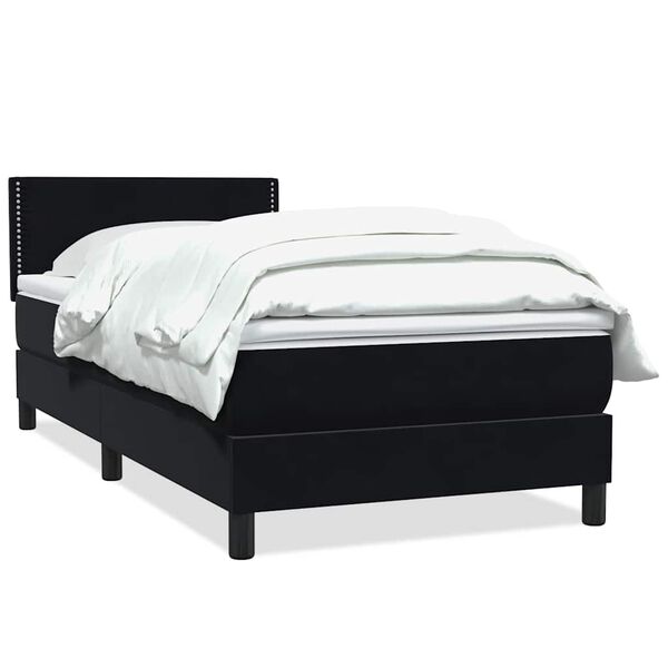 vidaXL Sommier &agrave; lattes de lit avec matelas noir 100x220 cm velours