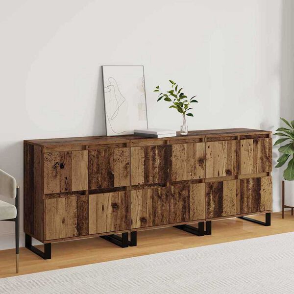 vidaXL Buffet 3 pcs Bois ancien 60 x 35 x 70 cm