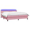 vidaXL Sommier &agrave; lattes de lit avec matelas et LED rose 180x220 cm velours