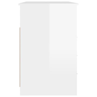 vidaXL Bureau et tiroirs Blanc brillant 102x50x76 cm Bois d'ingénierie