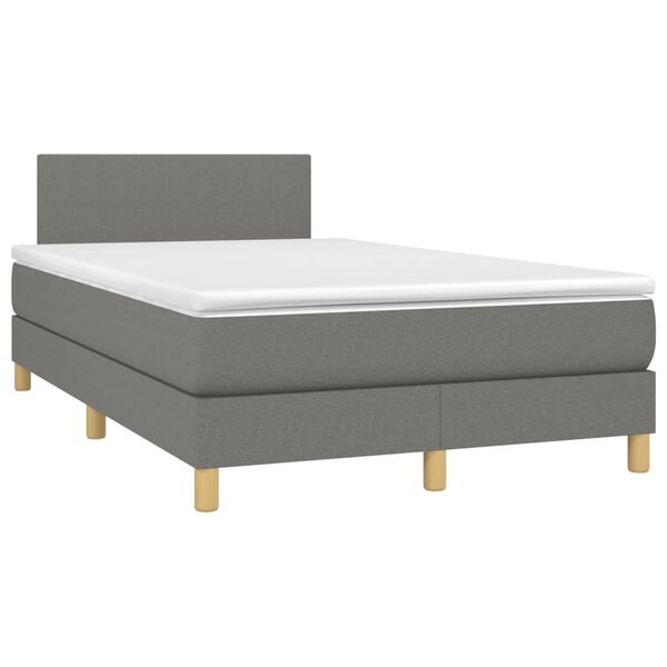 vidaXL Sommier &agrave; lattes de lit avec matelas Gris fonc&eacute; 120x200cm Tissu