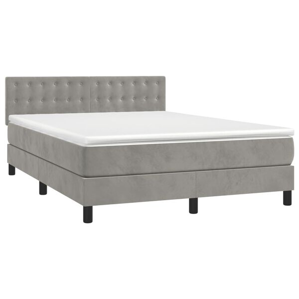 vidaXL Sommier &agrave; lattes de lit et matelas Gris clair 140x190cm Velours