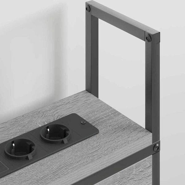 vidaXL Headboard de Rangement avec Station de Charge Sonoma gris