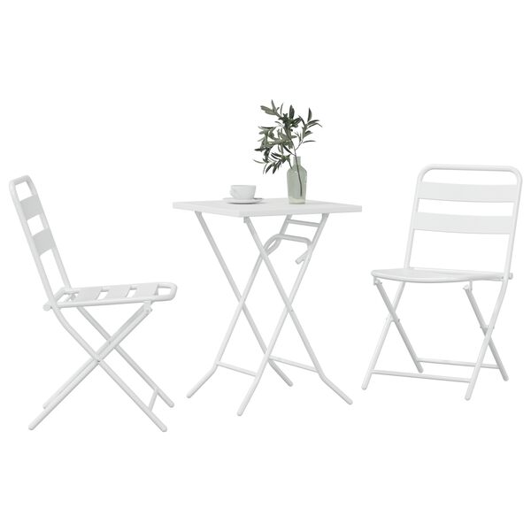 vidaXL Ensemble bistro de jardin 3 pcs Blanc Acier