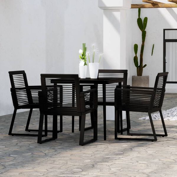 vidaXL Ensemble &agrave; manger de jardin 5 pcs Noir