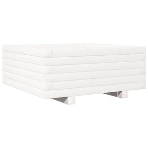 vidaXL Jardini&egrave;re blanc 60x60x26,5 cm bois de pin massif