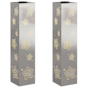 vidaXL Lumi&egrave;re de chemin LED solaire 2 pc Blanc chaud 18 x 18 x 80 cm