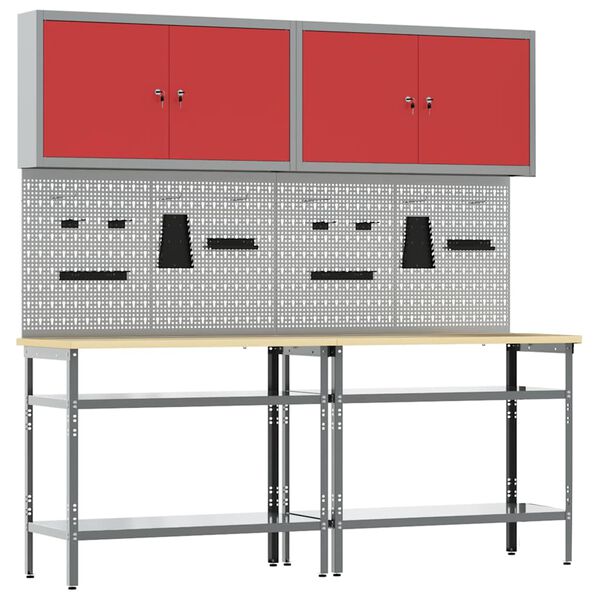 vidaXL Ensemble d'&eacute;tabli R&eacute;glable 8 pcs Gris 200 x 55 x 200 cm Acier