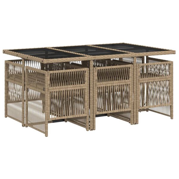 vidaXL Ensemble &agrave; manger de jardin coussins 7 pcs m&eacute;lange beige rotin