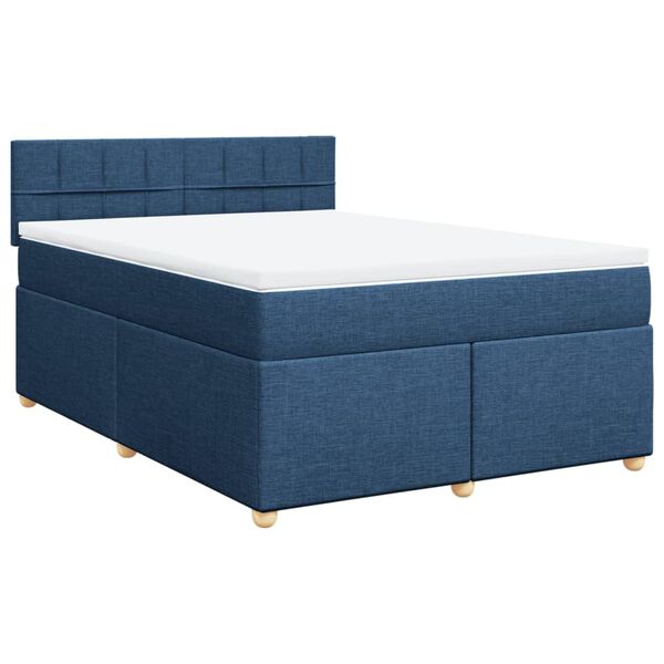 vidaXL Sommier &agrave; lattes de lit avec matelas Bleu 140x200 cm Tissu