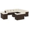vidaXL Salon de jardin avec coussins 14 pcs marron r&eacute;sine tress&eacute;e