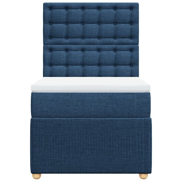 vidaXL Sommier &agrave; lattes de lit avec matelas Bleu 90x200 cm Tissu