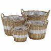 vidaXL Lits sur&eacute;lev&eacute;s 4 pcs Osier avec doublure en PE