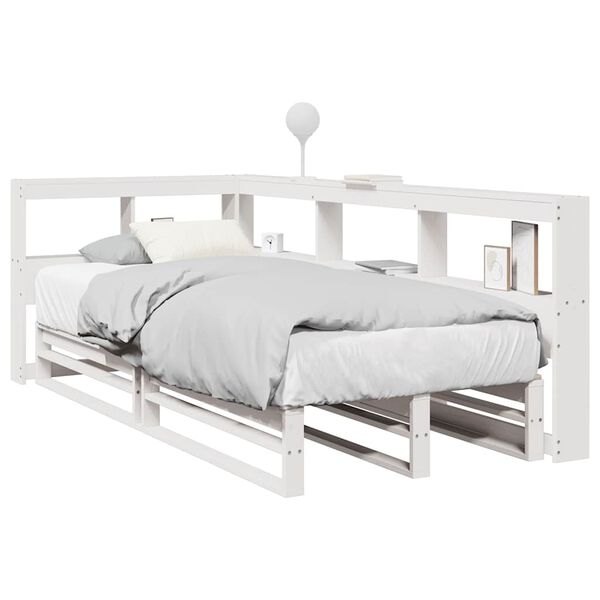 vidaXL Lit bibliothèque sans matelas blanc 75x190cm bois de pin massif