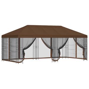 vidaXL Gazebo avec murs lat&eacute;raux 6 x 3 m Marron Polyester et Acier 190