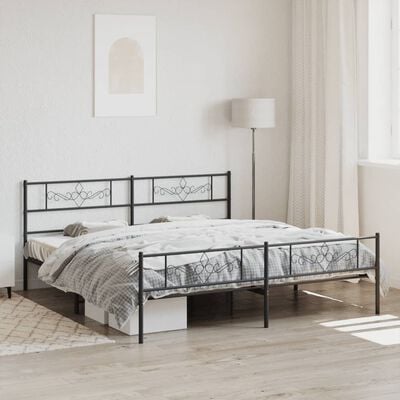 vidaXL Cadre de lit métal sans matelas avec pied de lit noir 193x203cm