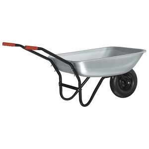 vidaXL Brouette Argent et noir 133 x 62,5 x 58 cm Acier