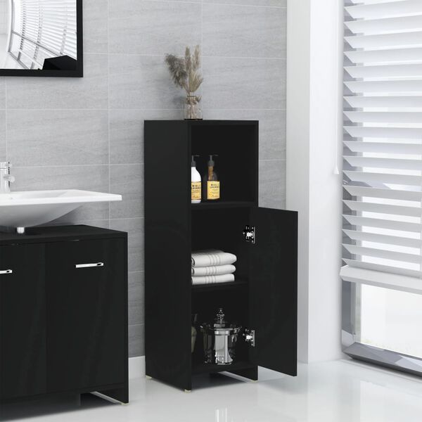 vidaXL Armoire de salle de bain Noir 30x30x95 cm Bois d'ingénierie
