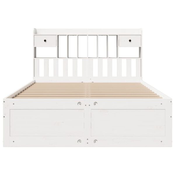 vidaXL Lit bibliothèque sans matelas blanc 140x190 cm bois pin massif