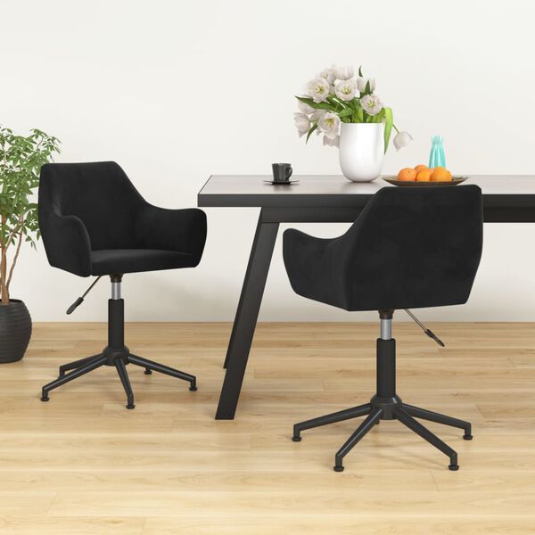 vidaXL Chaises pivotantes &agrave; manger lot de 2 noir velours